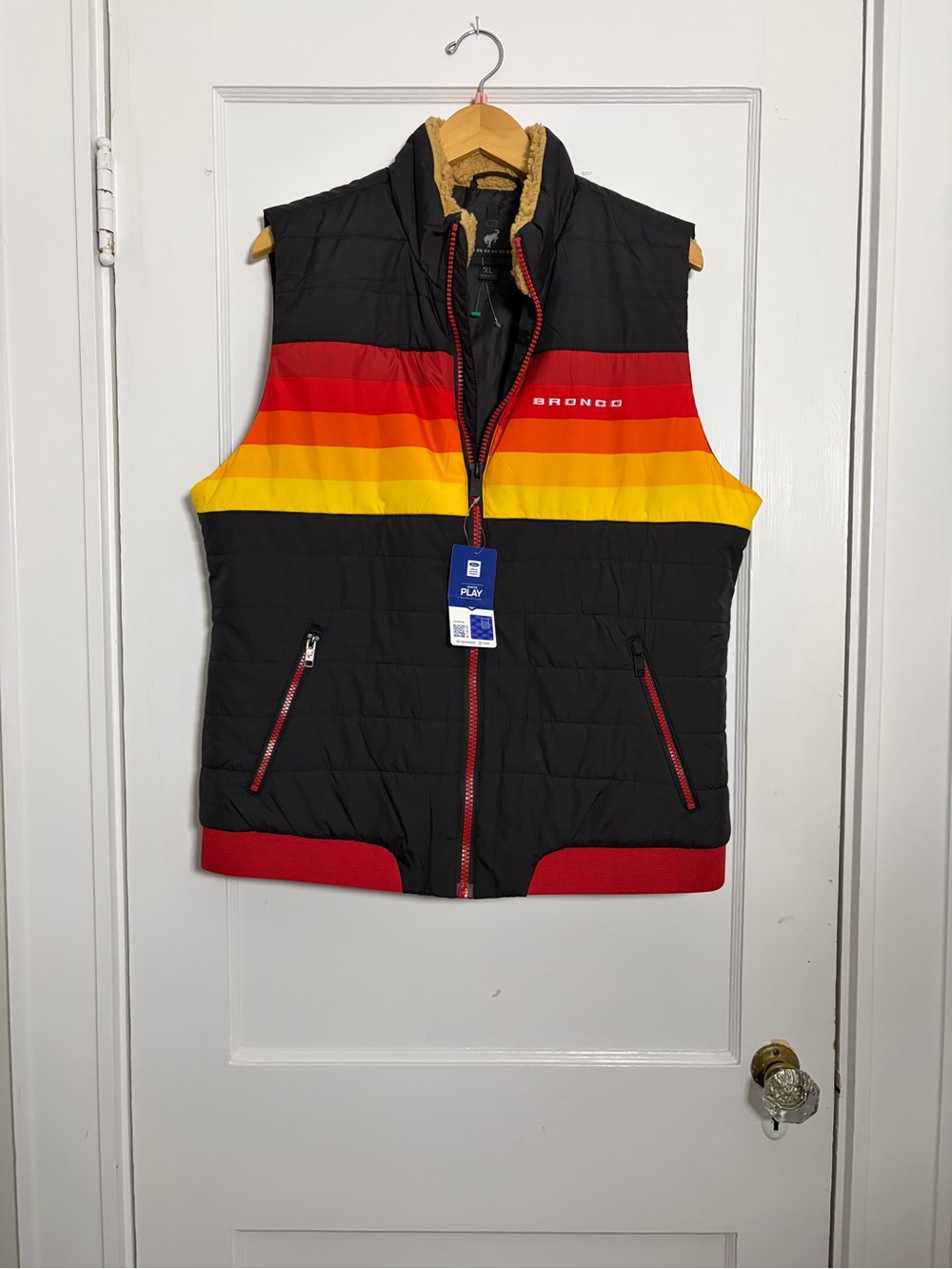 Ford Bronco Colorblock Jacket in Black, Red, Orange & Yellow